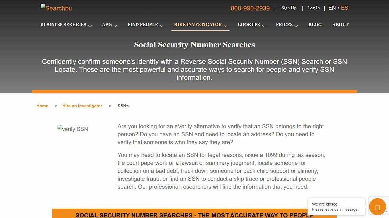 Social Security Number (SSN) Searches Hire Investigator Searchbug