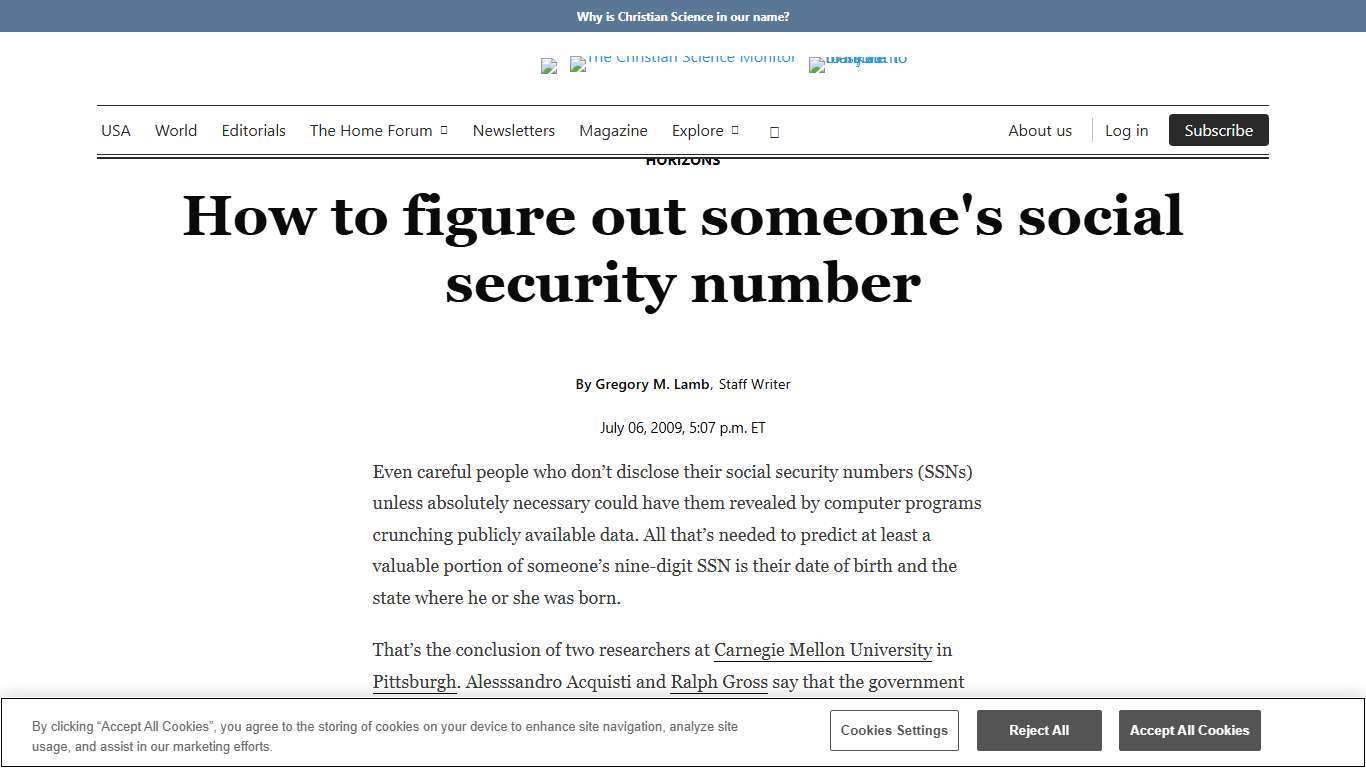 How to figure out someone's social security number - CSMonitor.com